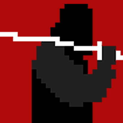 Blind Samurai game icon — a pixel-art samurai drawing a blade against a red background